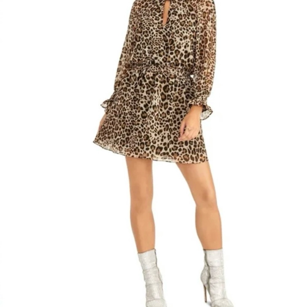 RACHEL Rachel Roy Leopard Print Long Sleeve Dress